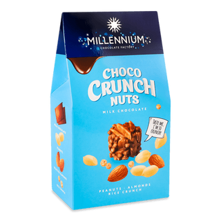 Цукерки Millennium Choco Crunch з арахісом, мигдалем та рисовими кульками (100г)