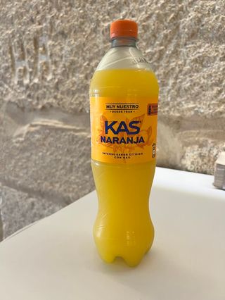 KAS Naranja Zero Refresco con gas sabor Naranja sin Azúcar Botella 1 Litro