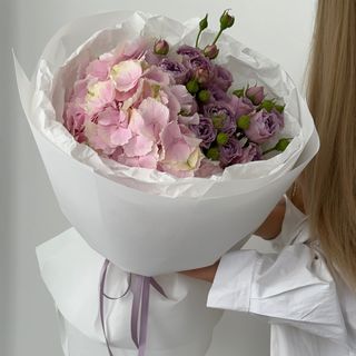 Букет "Гортензія (2) з Лавандер Баблз (4)"