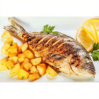 Dorada A La Plancha Con Patatas fritas 