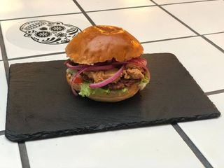 Smashed meatme beyond protein burger