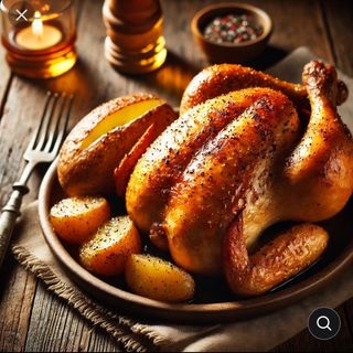 Pollo Con Patata Y Bebida