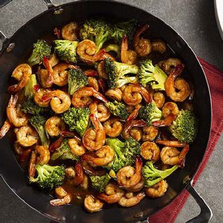 Camarão com brócolis