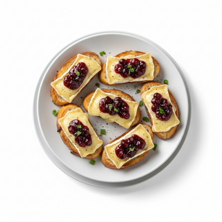 Bruchete cu branza camembert si dulceata