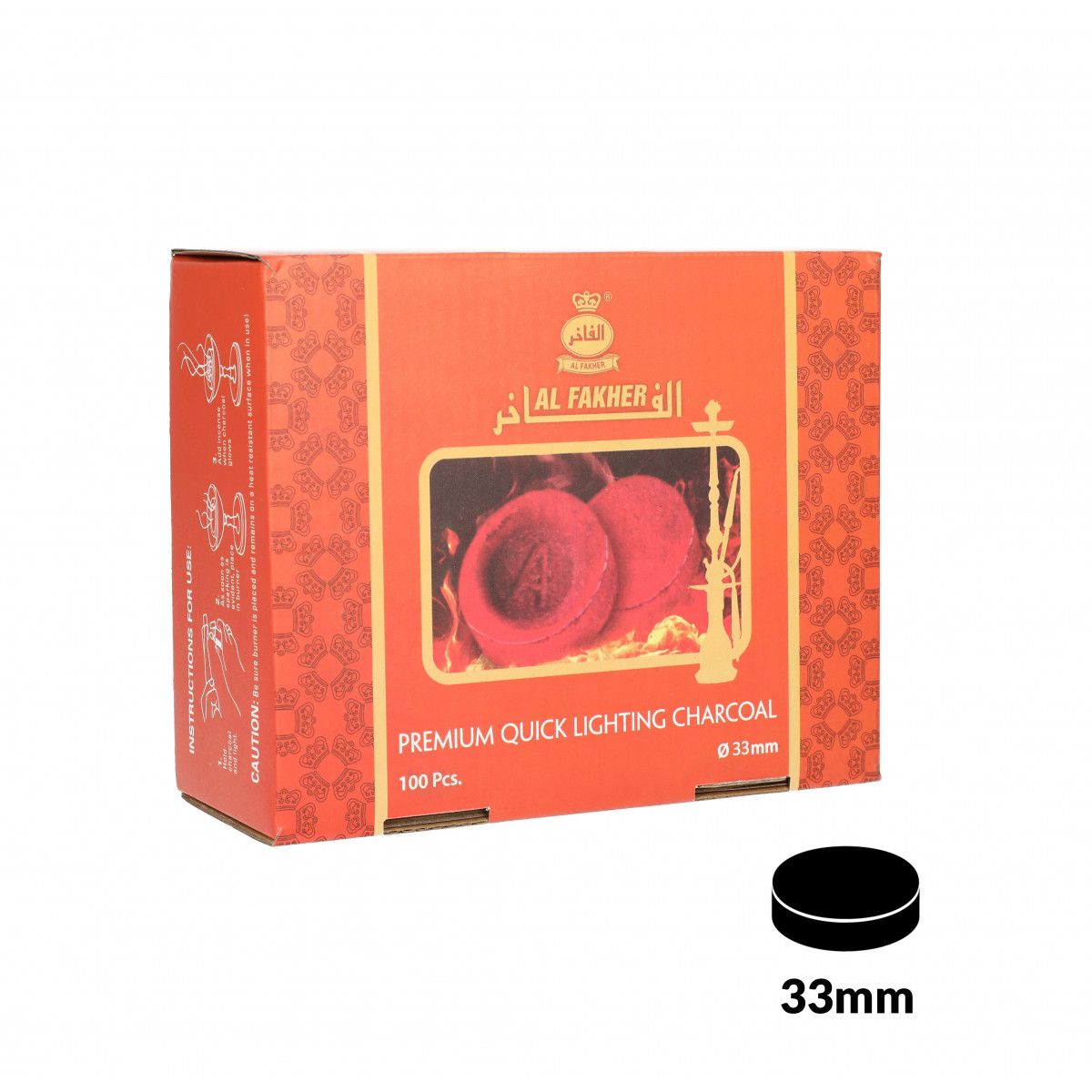 Al Fakher Shisha Charcoal Roun 10Pcsx33M