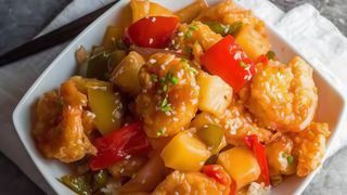 89. Langostiino Y Verduras Con Salsa Agridulce