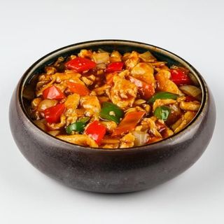 Szechuan piletina s rižom (mala) + spring rolls s mesom