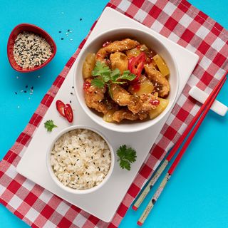 Рис з куркою в апельсиновому соусі