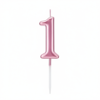 Vela número "1" rosa