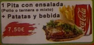 Menu duram solo carne +patatas Freitas +bebida 