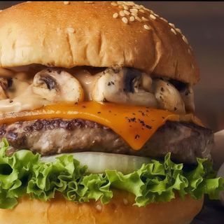 Burger with mashroom sous