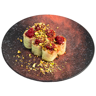 124. Hosomaki z kremem pistacjowym i malinami 6szt