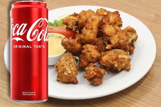 Панирани пилешки хапки + Coca-Cola кен