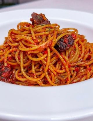 Jollof Spaghetti + Fish/chicken +Small Drink