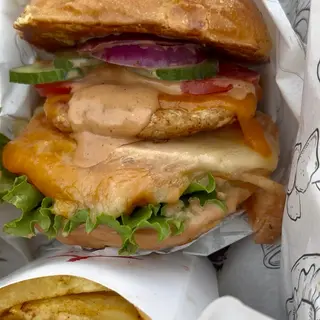 3 Ground chicken Burgers+3Fries+3Soda
