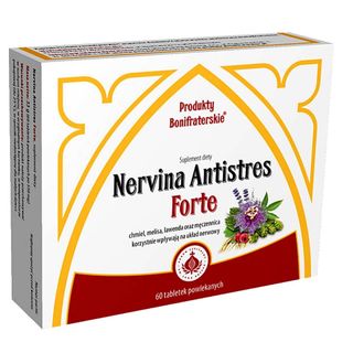 Nervina Antistres Forte chmiel melisa lawenda męczennica 60 tabletek powlekanych Produkty Bonifraterskie