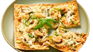 Pizza pesto crevettes