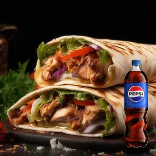 Dürüm döner  tortilla duży kurchak + Pepsi 200ml