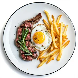 Lomo Con Huevo y Patatas Fritas