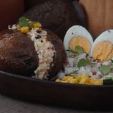 Baked potato with Crab salad