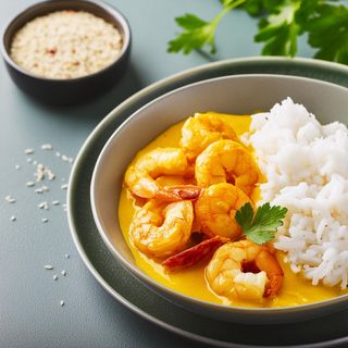 Prawn curry with rice