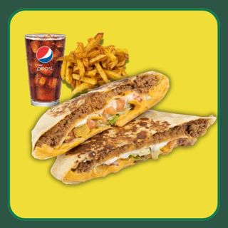 Tejano Wrap BBQ + Nachos con Queso + Bebida