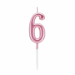 Vela número "6" rosa