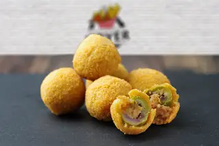 Breaded stuffed olive balls
