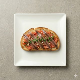 Tosta De Anchoas Y Tomate