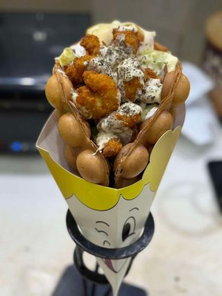 Waffle crevette pannée