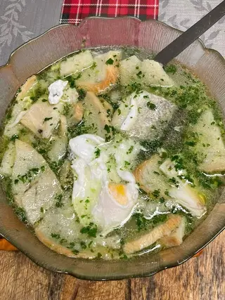 Açorda alentejana com bacalhau