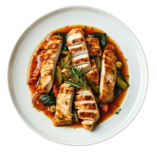 615 Salteado de tirillas de pollo de casera y sepia