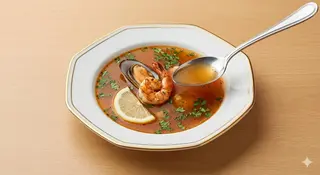 Fish life soup with asian flavors