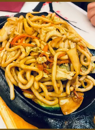 Udon con gamberi