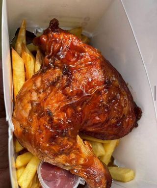 Quarter grilled chicken + fries + 3 wings + Free drink