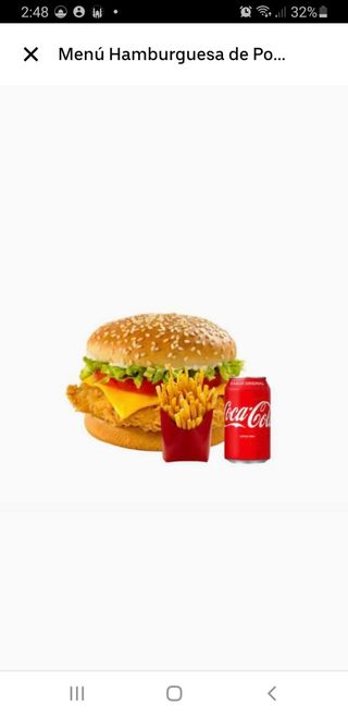 Menú Hamburguesa de pollo Con Patatas