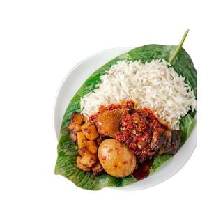 Ofada Rice and sauce with egg