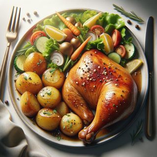 Udko gotowane z ziemniakami i surówką