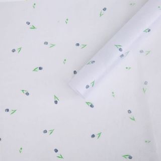 Флизелин (белый + синие тюльпаны)