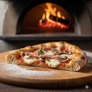 Prosciutto e funghi al trancio