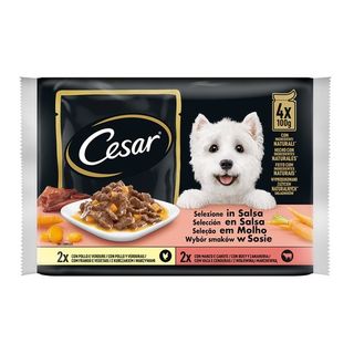 Cesar Comida Húmeda para Perro Adulto Salsa Bolsitas (4 x 100gr)