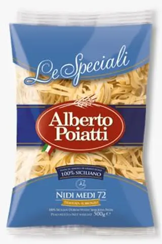 TAGLIATELLE NIDI MEDI PÂTES DE SEMOULE DE BLÉ DUR 500.Gr ALBERTO POIATTI 