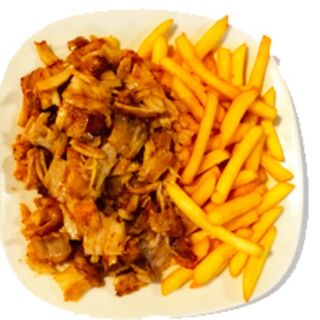 Plato carne y patatas fritas 