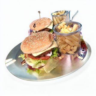 Hamburguesa clásica pollo con papas