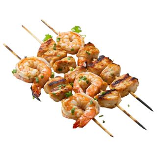 Brochetas de Pollo y Langostinos