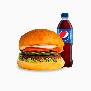 Сытный бургер с курицей и яйцом + Pepsi 0,5 л