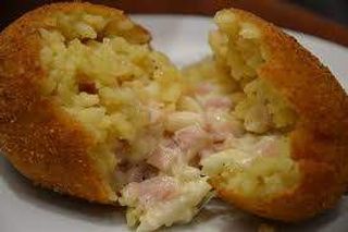 Arancino bianco e prosciutto