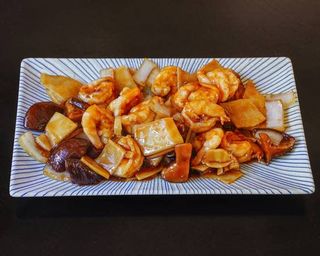 Gambas Con Seta Y Bambu