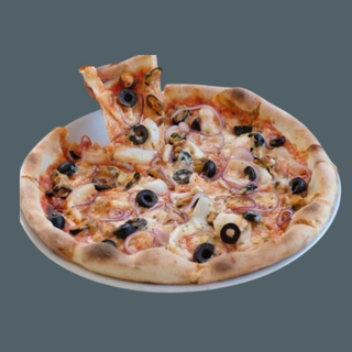 Pizza con frutti di mare