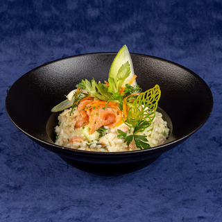 RISOTTO CU PEPENE GALBEN SI SOMON FUME